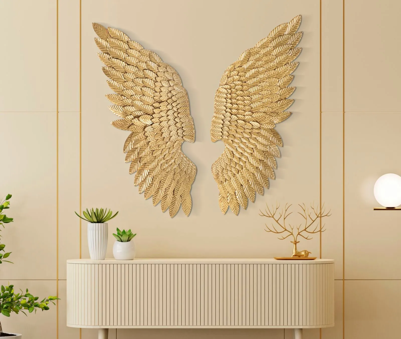 Golden Metal Angel Wings Wall Decor