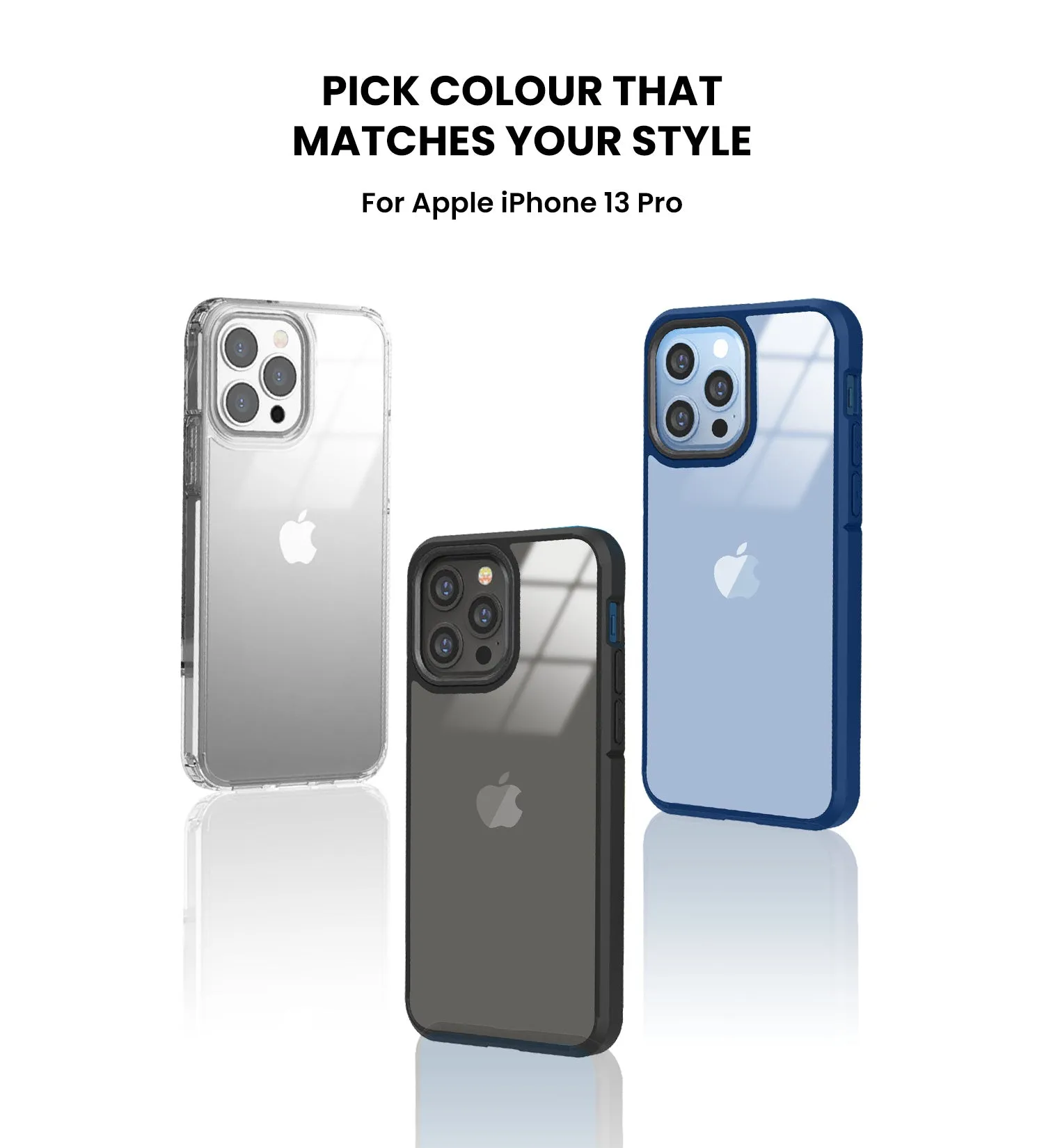 Ice Crystal Series Hybrid Scratch-Resistant Transparent PC Military Grade TPU Back Cover for Apple iPhone 13 Pro, 6.1 inch, Deep Blue