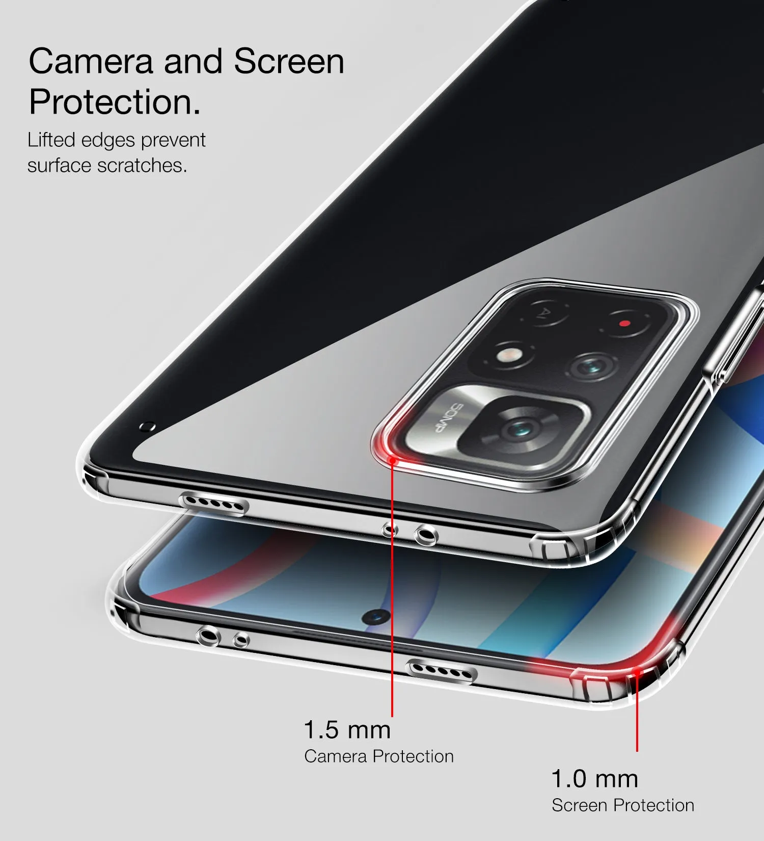 Ice Crystal Series Hybrid Scratch-Resistant Transparent PC Military Grade TPU Back Cover for Redmi Note 11T 5G, Poco M4 Pro 5G, 6.6 inch, Crystal Clear