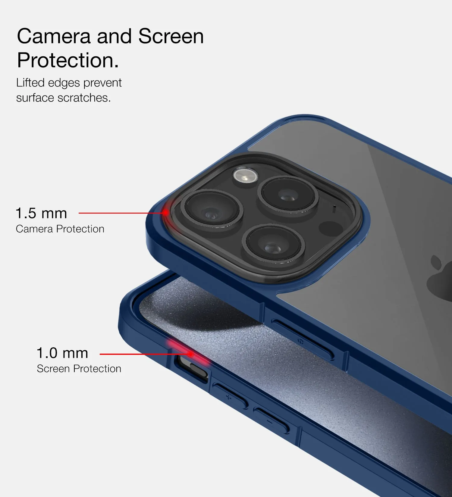 Ice Crystal Series Hybrid Transparent PC Military Grade TPU Back Cover for Apple iPhone 15 Pro, 6.1 inch, Blue