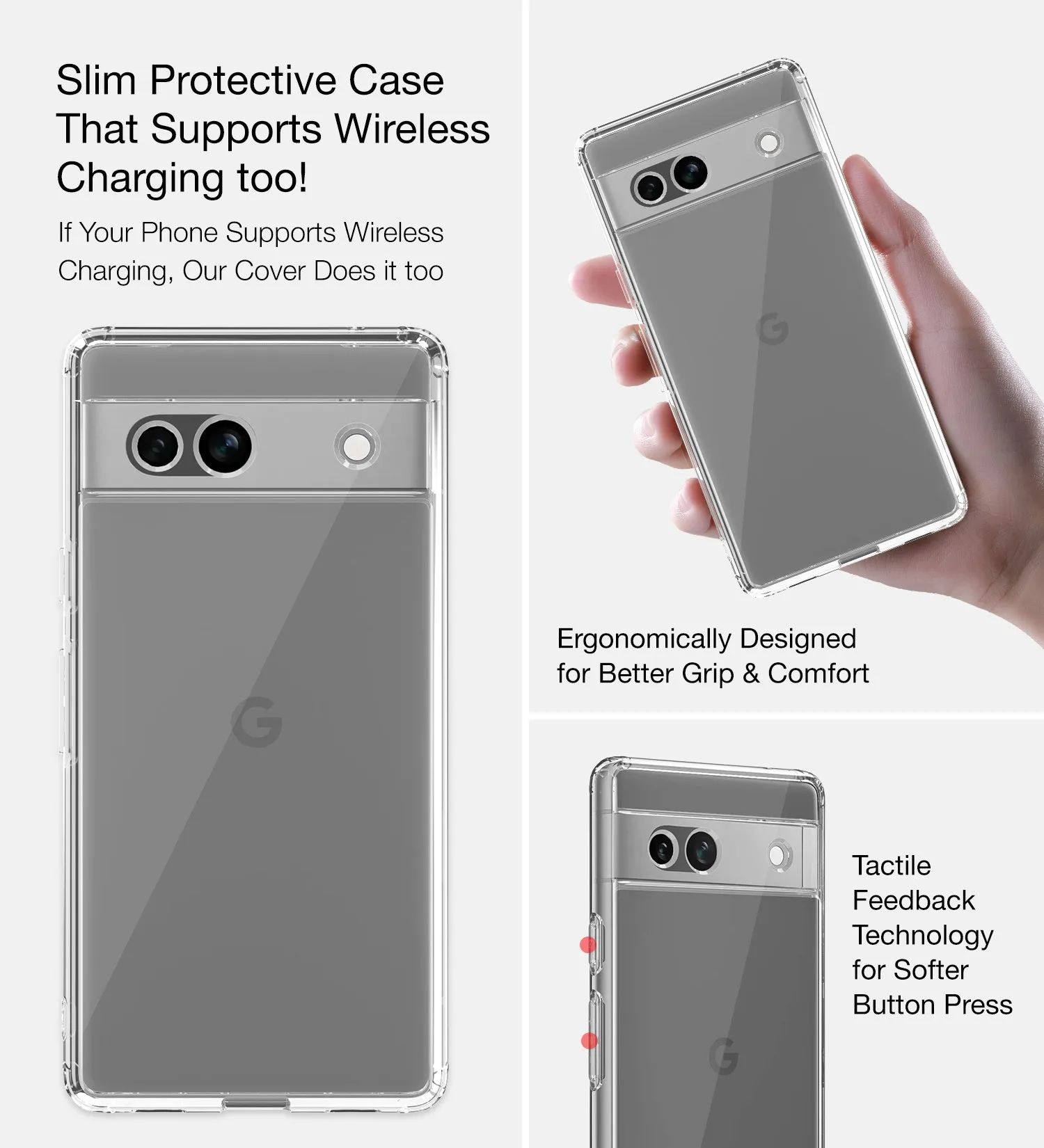 Ice Crystal Series Hybrid Transparent PC Military Grade TPU Back Cover for Google Pixel 7a 5G, 6.1 inch, Crystal Clear