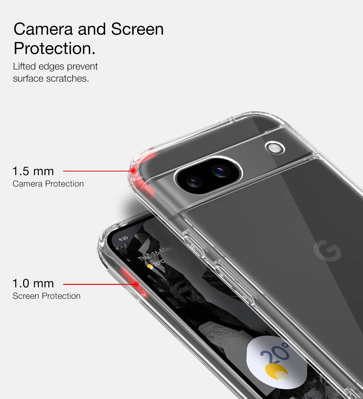 Ice Crystal Series Hybrid Transparent PC Military Grade TPU Back Cover for Google Pixel 8A 5G, 6.1 inch, Crystal Clear