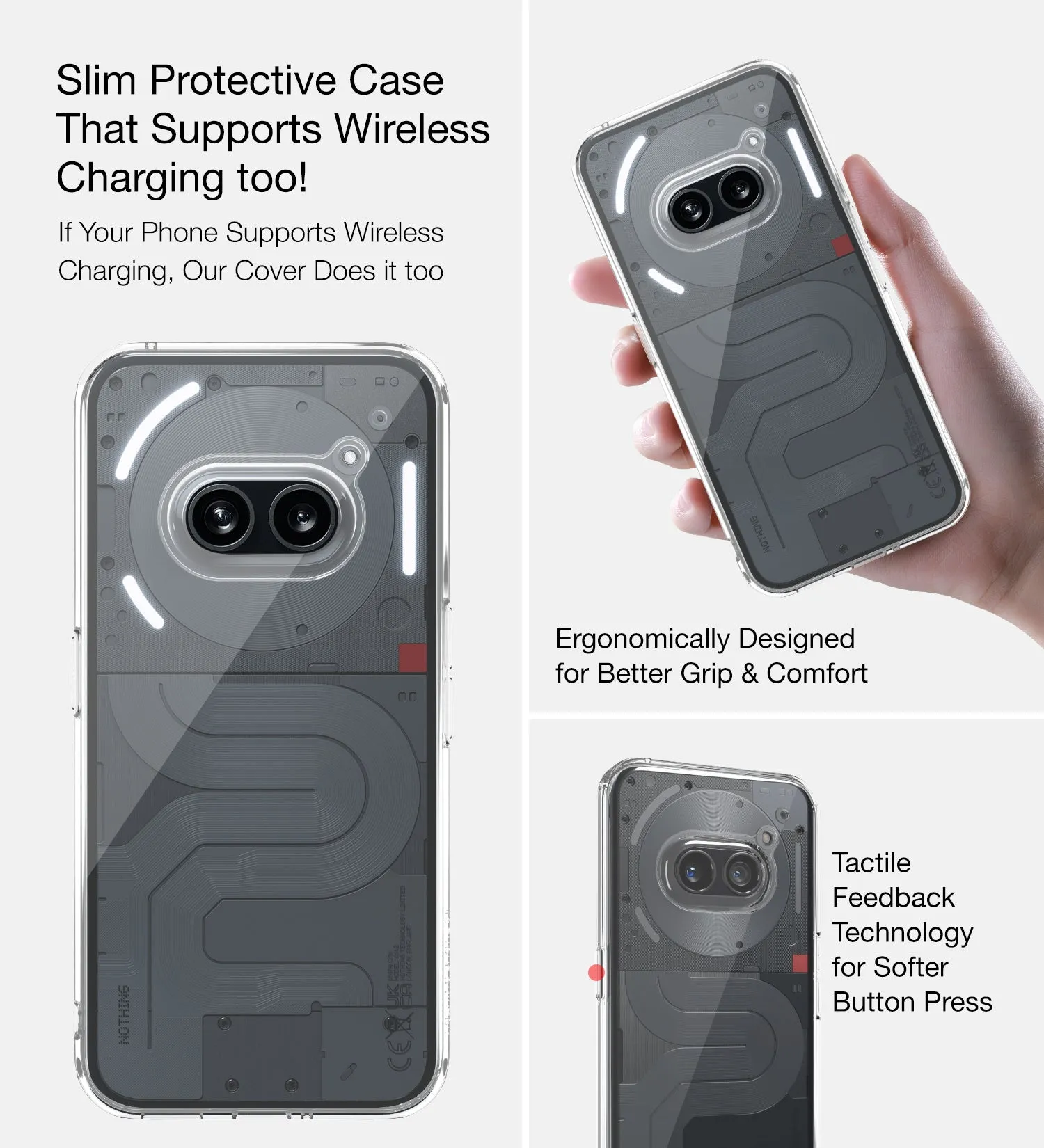 Ice Crystal Series Hybrid Transparent PC Military Grade TPU Back Cover for Nothing Phone (2a) Plus 5G, Nothing Phone (2a) 5G, 6.7 inch, Crystal Clear