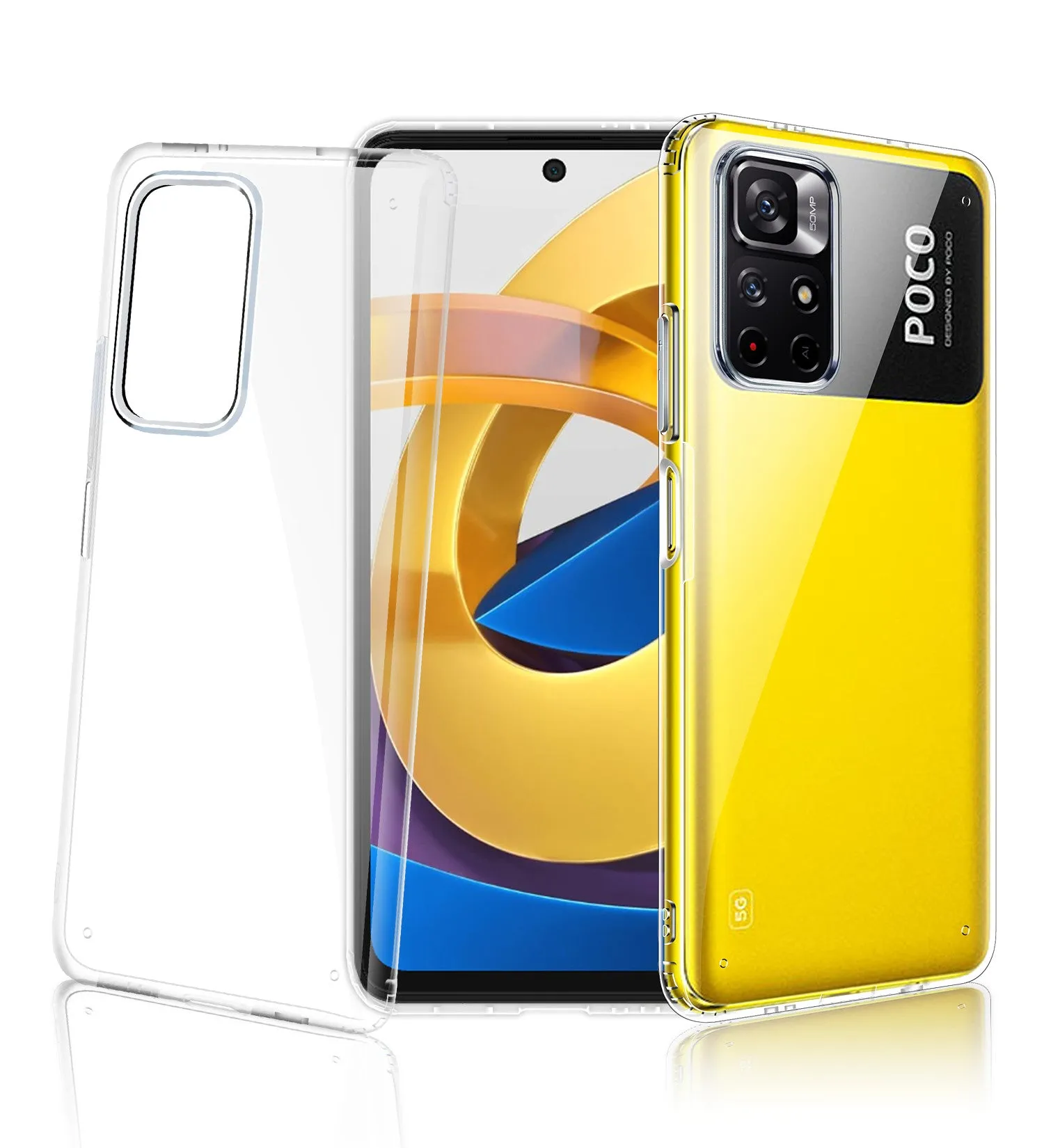 Ice Crystal Series Hybrid Transparent PC Military Grade TPU Back Cover for Poco M4 Pro 5G, 6.6 inch, Crystal Clear