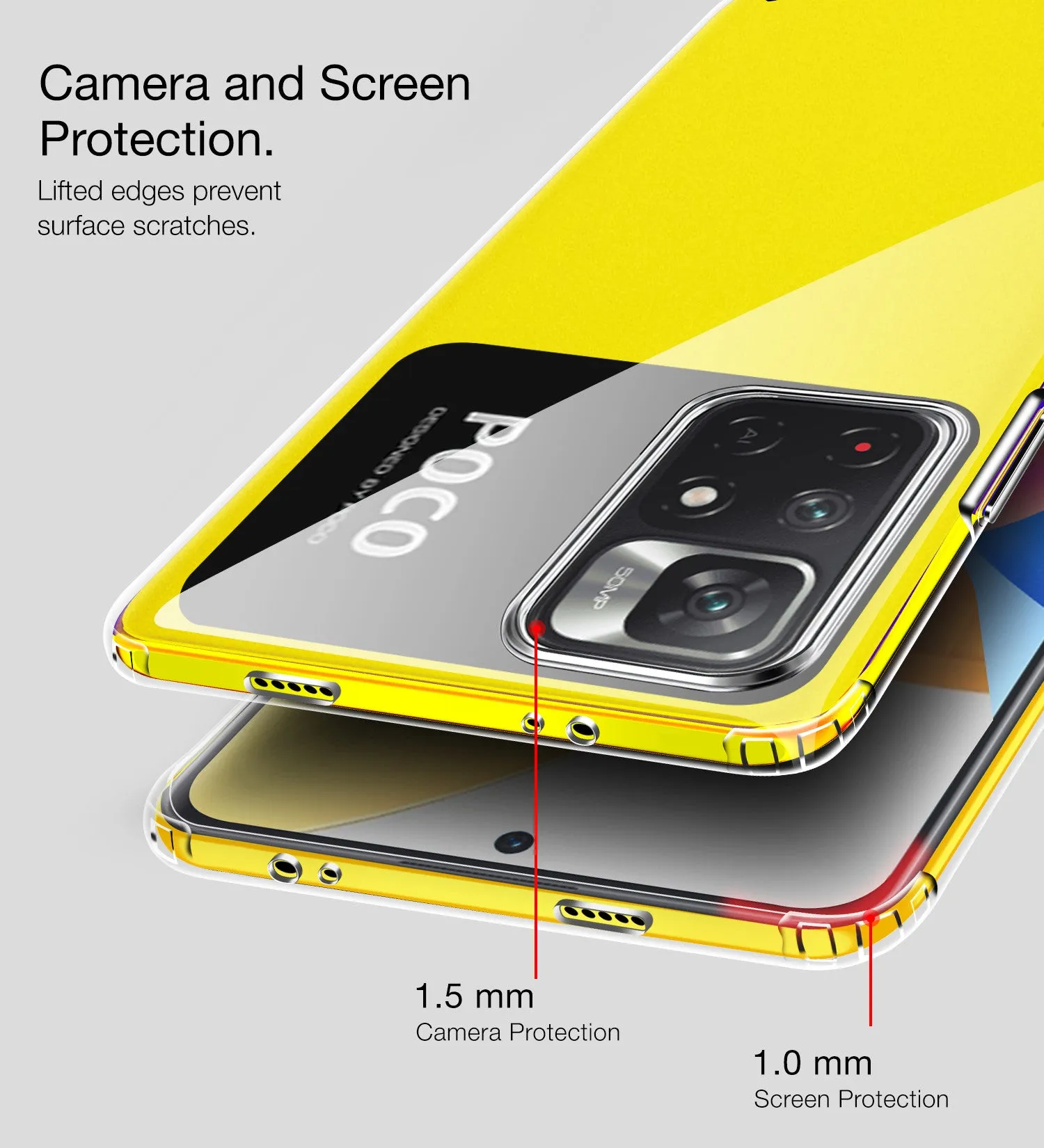 Ice Crystal Series Hybrid Transparent PC Military Grade TPU Back Cover for Poco M4 Pro 5G, 6.6 inch, Crystal Clear