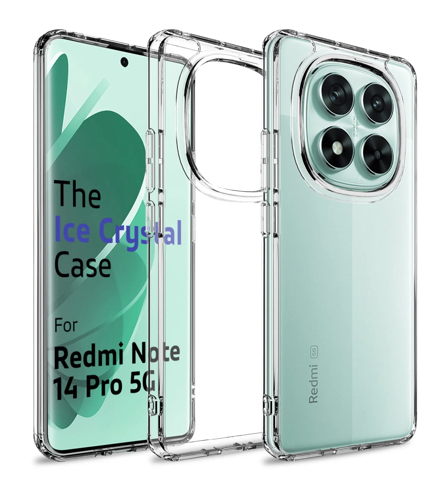 Ice Crystal Series Hybrid Transparent PC Military Grade TPU Back Cover for  POCO X7 5G, Redmi Note 14 Pro 5G, Redmi Note 14 Pro  Plus 5G, 6.67 inch, Crystal Clear