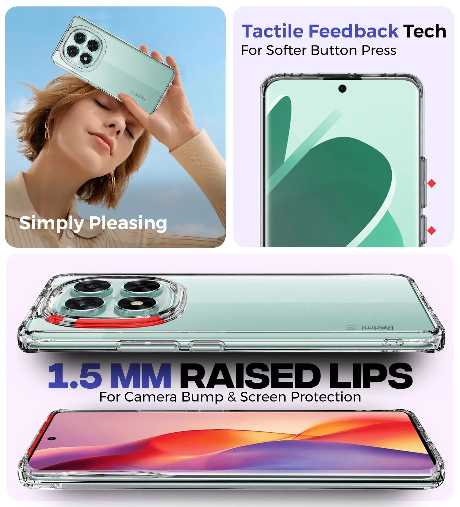 Ice Crystal Series Hybrid Transparent PC Military Grade TPU Back Cover for  POCO X7 5G, Redmi Note 14 Pro 5G, Redmi Note 14 Pro  Plus 5G, 6.67 inch, Crystal Clear