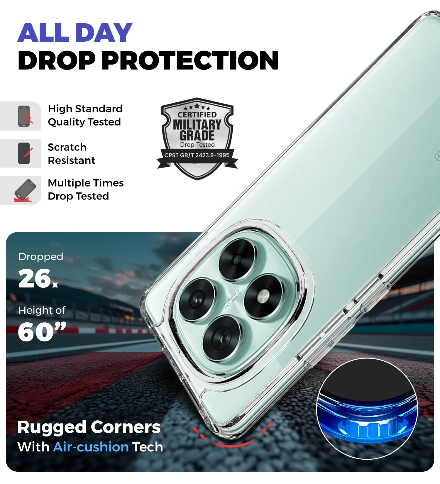 Ice Crystal Series Hybrid Transparent PC Military Grade TPU Back Cover for  POCO X7 5G, Redmi Note 14 Pro 5G, Redmi Note 14 Pro  Plus 5G, 6.67 inch, Crystal Clear