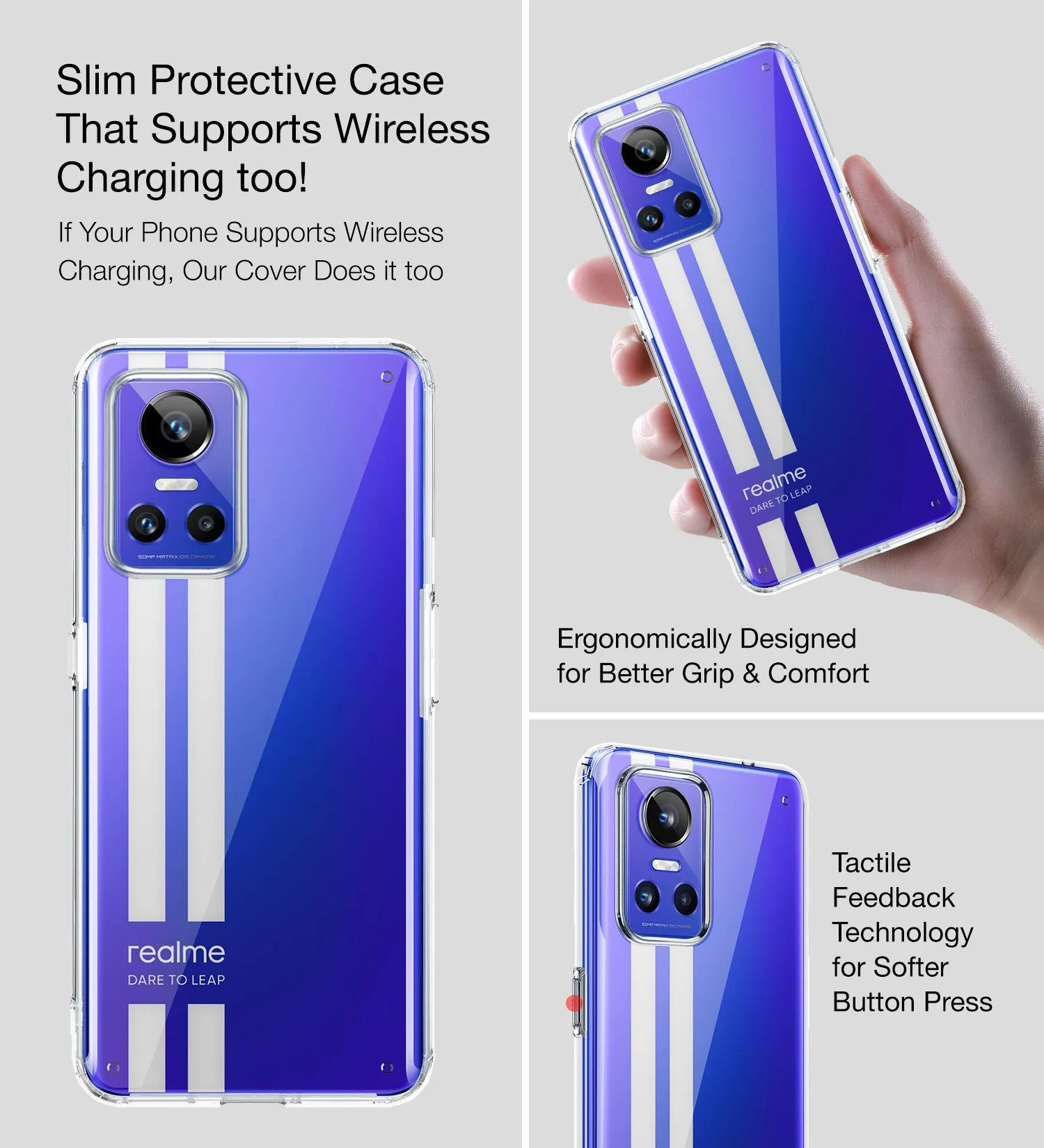 Ice Crystal Series Hybrid Transparent PC Military Grade TPU Back Cover for Realme GT Neo 3, 6.7 inch, Crystal Clear
