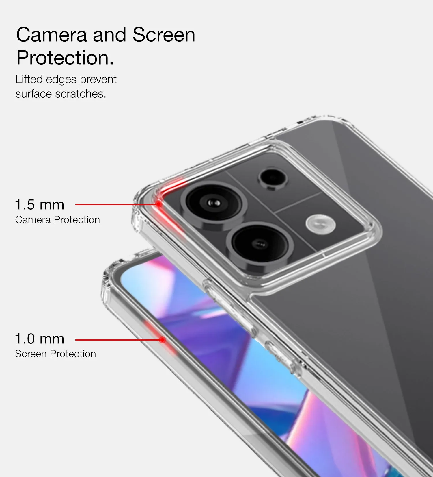 Ice Crystal Series Hybrid Transparent PC Military Grade TPU Back Cover for Redmi Note 13 5G, 6.67 inch, Crystal Clear