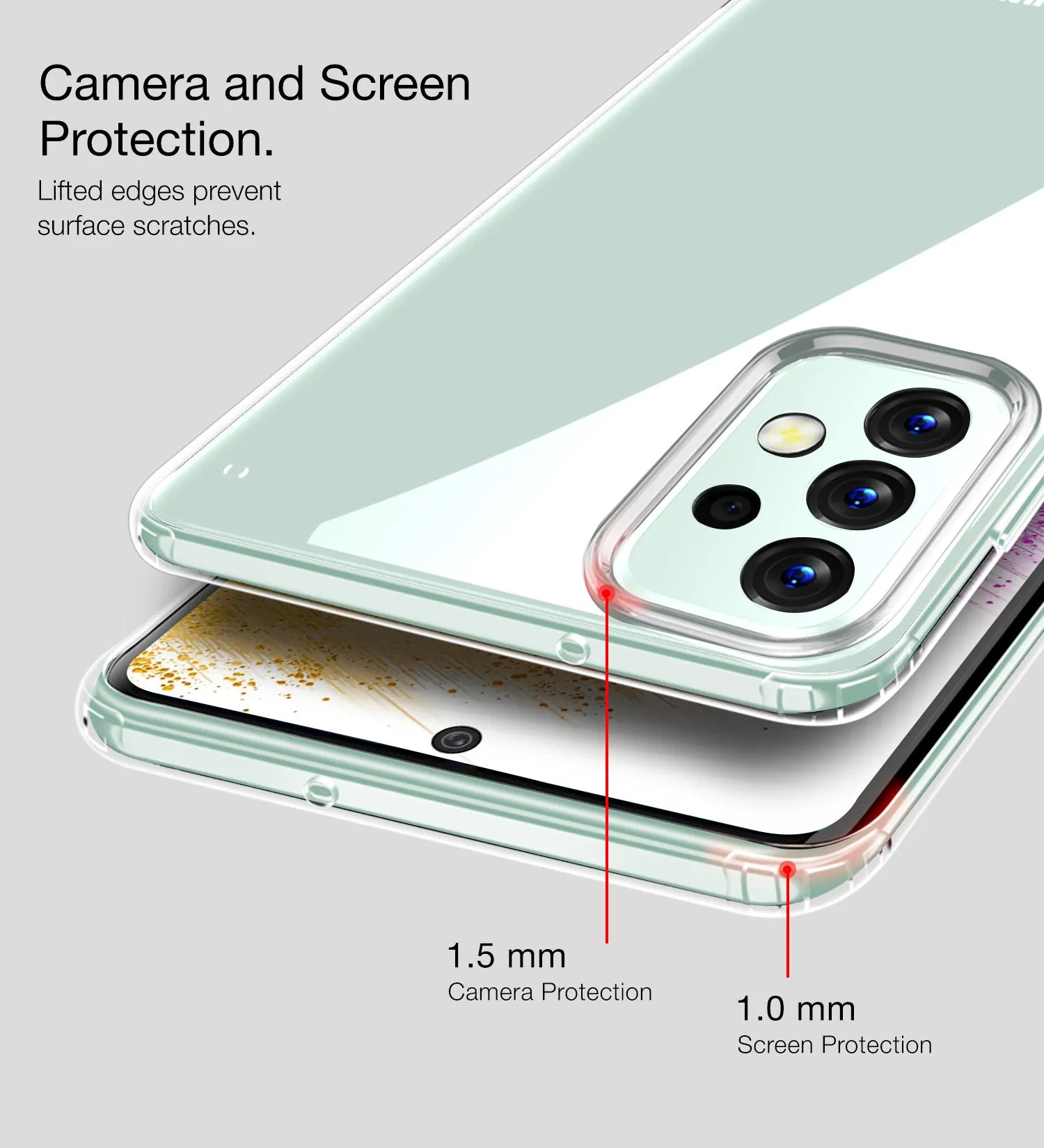 Ice Crystal Series Hybrid Transparent PC Military Grade TPU Back Cover for Samsung Galaxy A73 5G, 6.7 inch, Crystal Clear