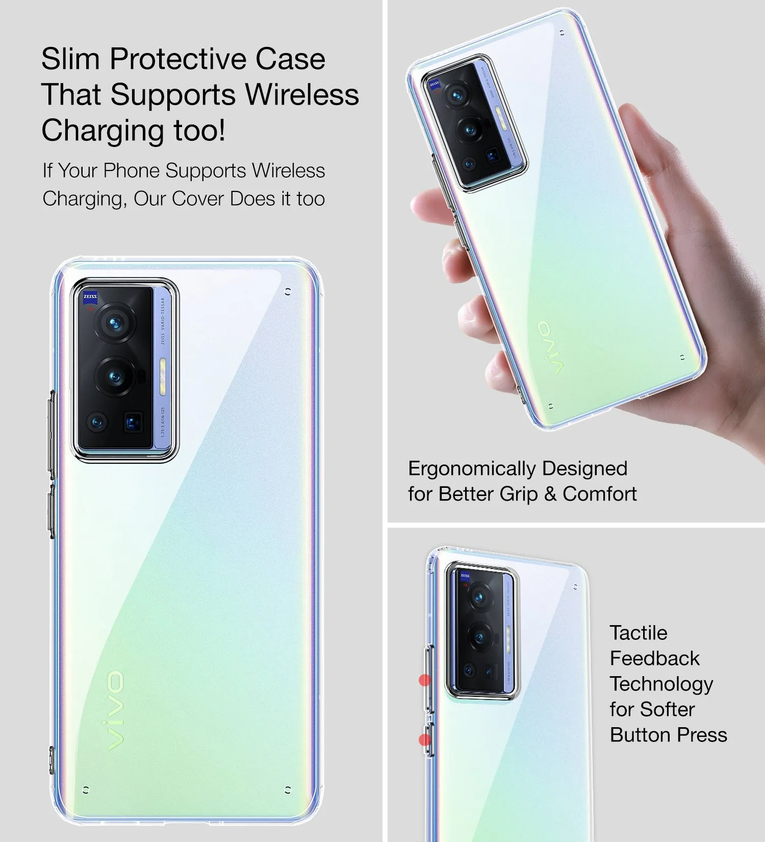 Ice Crystal Series Hybrid Transparent PC Military Grade TPU Back Cover for Vivo X70 Pro [Not for Vivo X70 Pro Plus], 6.56 inch, Crystal Clear
