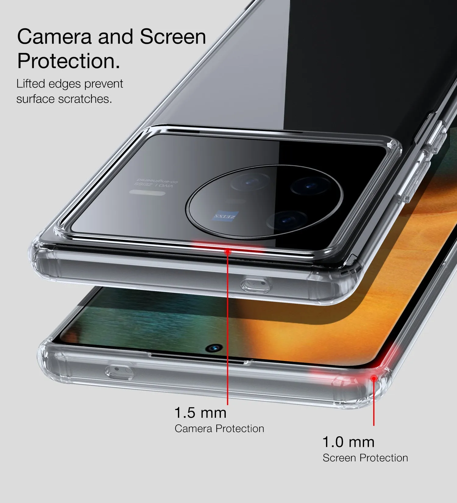Ice Crystal Series Hybrid Transparent PC Military Grade TPU Back Cover for Vivo X80, 6.78 inch, Crystal Clear