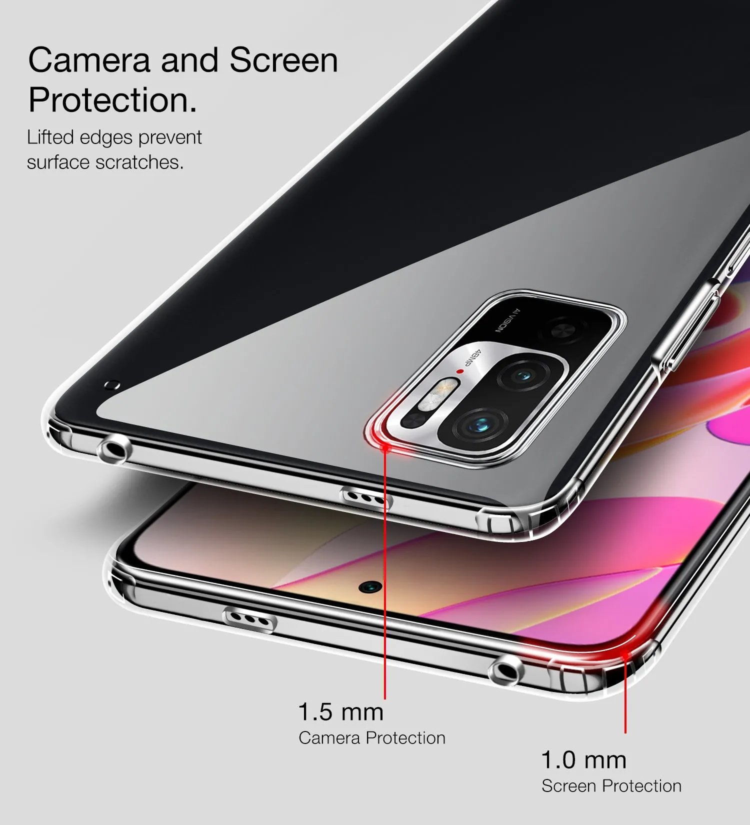 Ice Crystal Series Hybrid Transparent PC Military Grade TPU Back Cover for Xiaomi Redmi Note 10T 5G, 6.5 inch, Crystal Clear