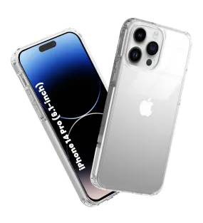 Ice Crystal Series Hybrid Yellow Resistant Transparent PC Military Grade TPU Back Cover for Apple iPhone 14 Pro, 6.1 inch, Crystal Clear