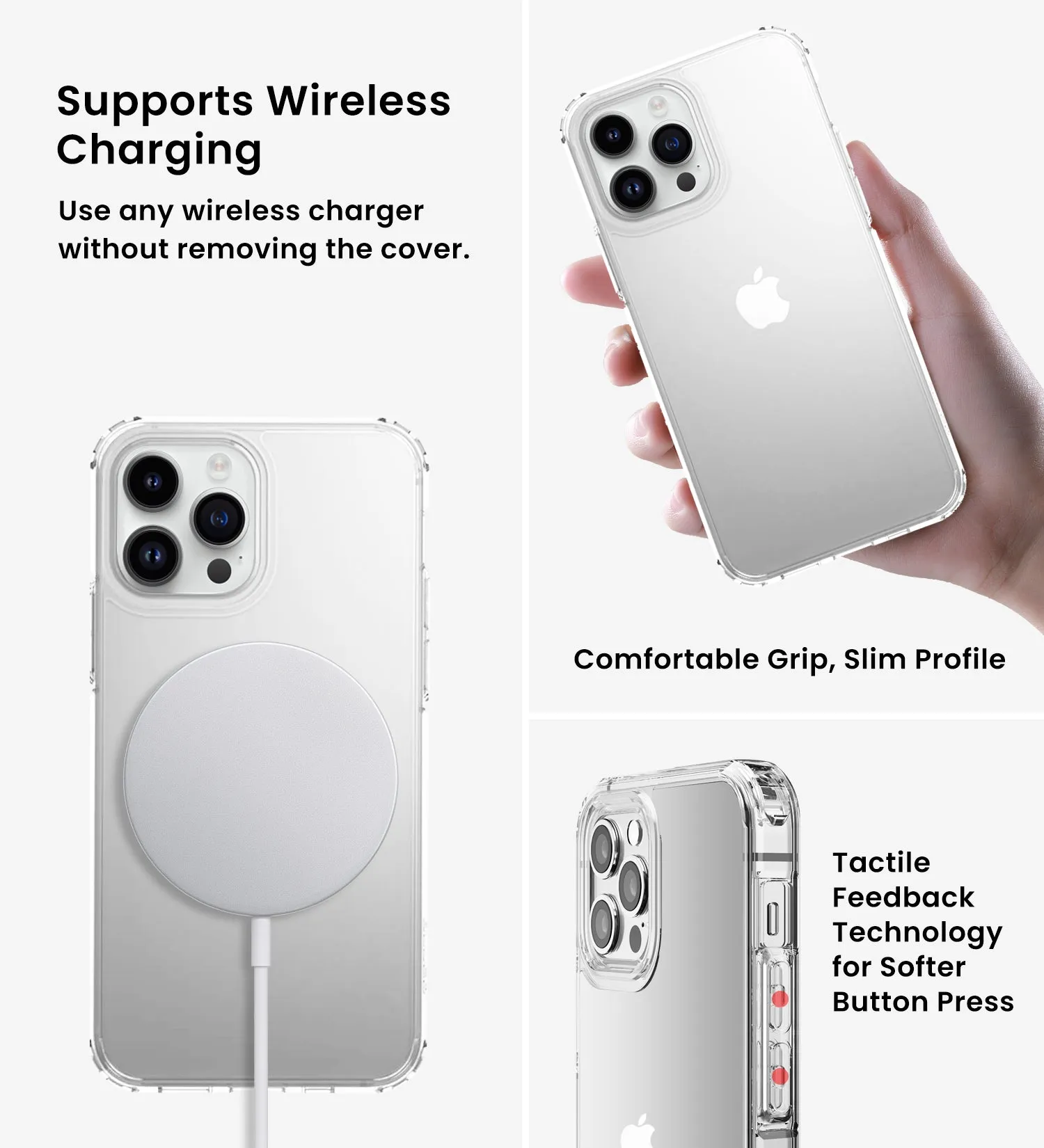 Ice Crystal Series Hybrid Yellow Resistant Transparent PC Military Grade TPU Back Cover for Apple iPhone 14 Pro, 6.1 inch, Crystal Clear