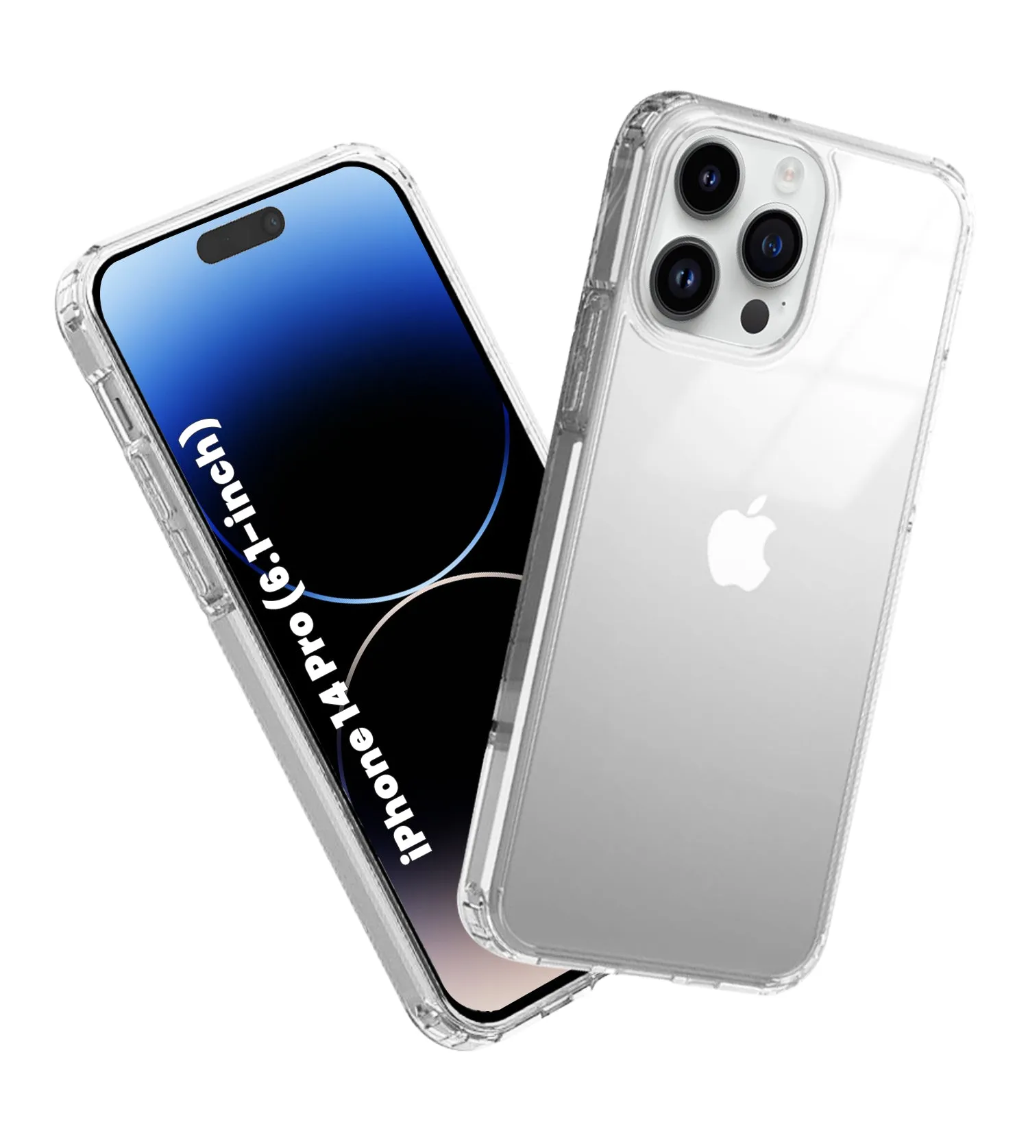 Ice Crystal Series Hybrid Yellow Resistant Transparent PC Military Grade TPU Back Cover for Apple iPhone 14 Pro, 6.1 inch, Crystal Clear