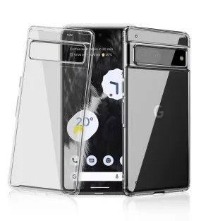Ice Crystal Series Hybrid Yellow Resistant Transparent PC Military Grade TPU Back Cover for Google Pixel 7 5G, 6.3 inch, Black Clear