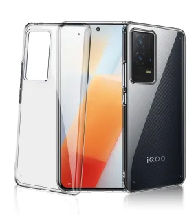 Ice Crystal Series Hybrid Yellow Resistant Transparent PC Military Grade TPU Back Cover for iQOO 9 5G, 6.56 inch, Black Clear