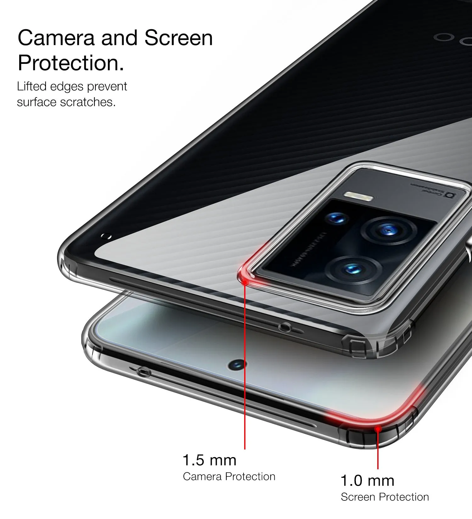 Ice Crystal Series Hybrid Yellow Resistant Transparent PC Military Grade TPU Back Cover for iQOO 9 5G, 6.56 inch, Black Clear