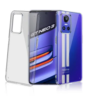 Ice Crystal Series Hybrid Yellow Resistant Transparent PC Military Grade TPU Back Cover for Realme GT Neo 3, 6.7 inch, Black Clear