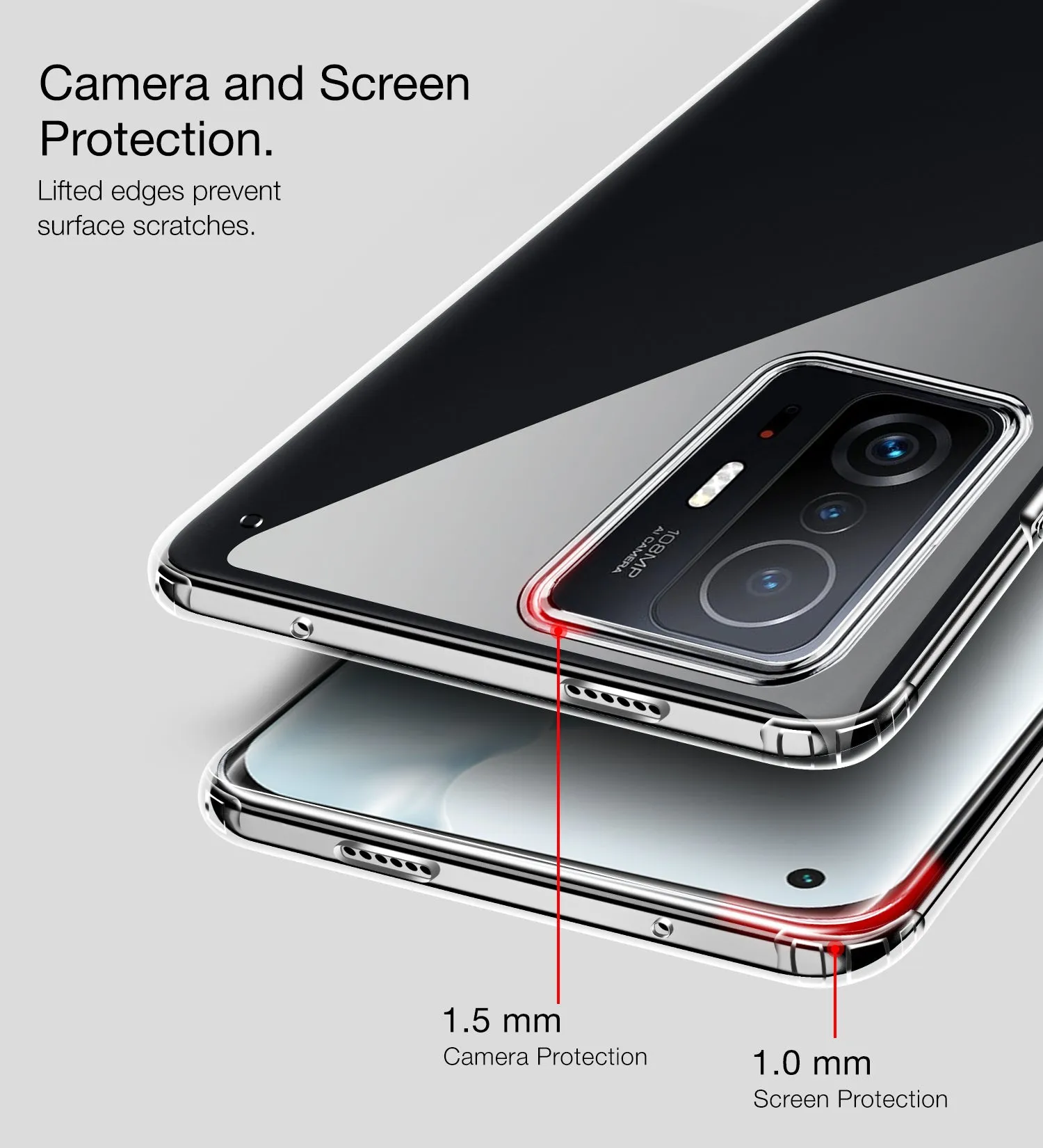 Ice Crystal Series Hybrid Yellow Resistant Transparent PC Military Grade TPU Back Cover for Xiaomi Mi 11T 5G, Xiaomi 11T Pro 5G, 6.67 inch, Crystal Clear