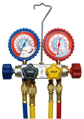 Imperial 600 Gauges Four Valve Manifold 60" Hoses 1/4" SAE