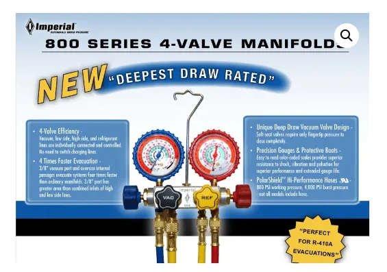 Imperial 847CKPSC 4-Valve Manifold 3 x 5/16 / 1 x 3/8 Hose Set