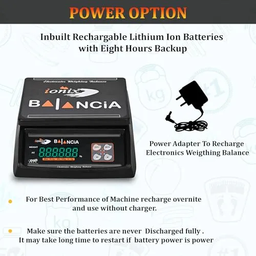 IONIX Made In India, Dual Display Weight scale with 1 Year Warranty & 8 hours battery Backup 30 kg capacity, Weight Machine for Shop | Weighing Machine | Weighing Machine for Shop 1 Piece, Black
