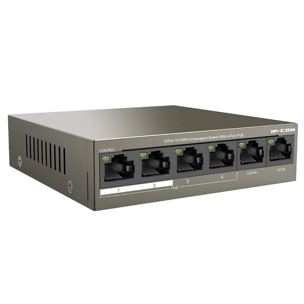 IP-COM F1106P-4-63W Unmanaged Desktop PoE Switch 4 Ports 10/100Mbps   2 Ports 10/100Mbps Uplink