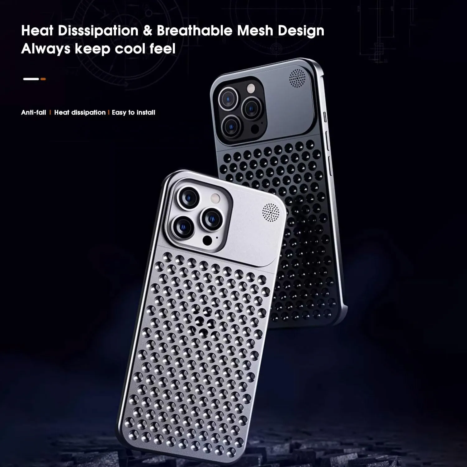 iPhone 15 Pro Case Anti-Fall Heat Dissipation Anti-Scratch Slim Aluminum Case