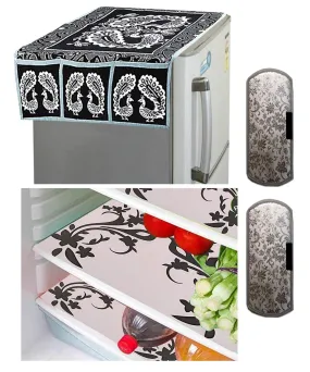 Kuber Industries PVC 3 Pieces Fridge Mats, 2 Pieces Handle Cover and 1 Piece Fridge Top Cover (Multi) - CTKTC7641