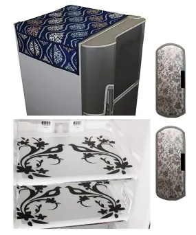 Kuber Industries PVC 3 Pieces Fridge Mats, 2 Pieces Handle Cover and 1 Piece Fridge Top Cover (Multi) - CTKTC7704