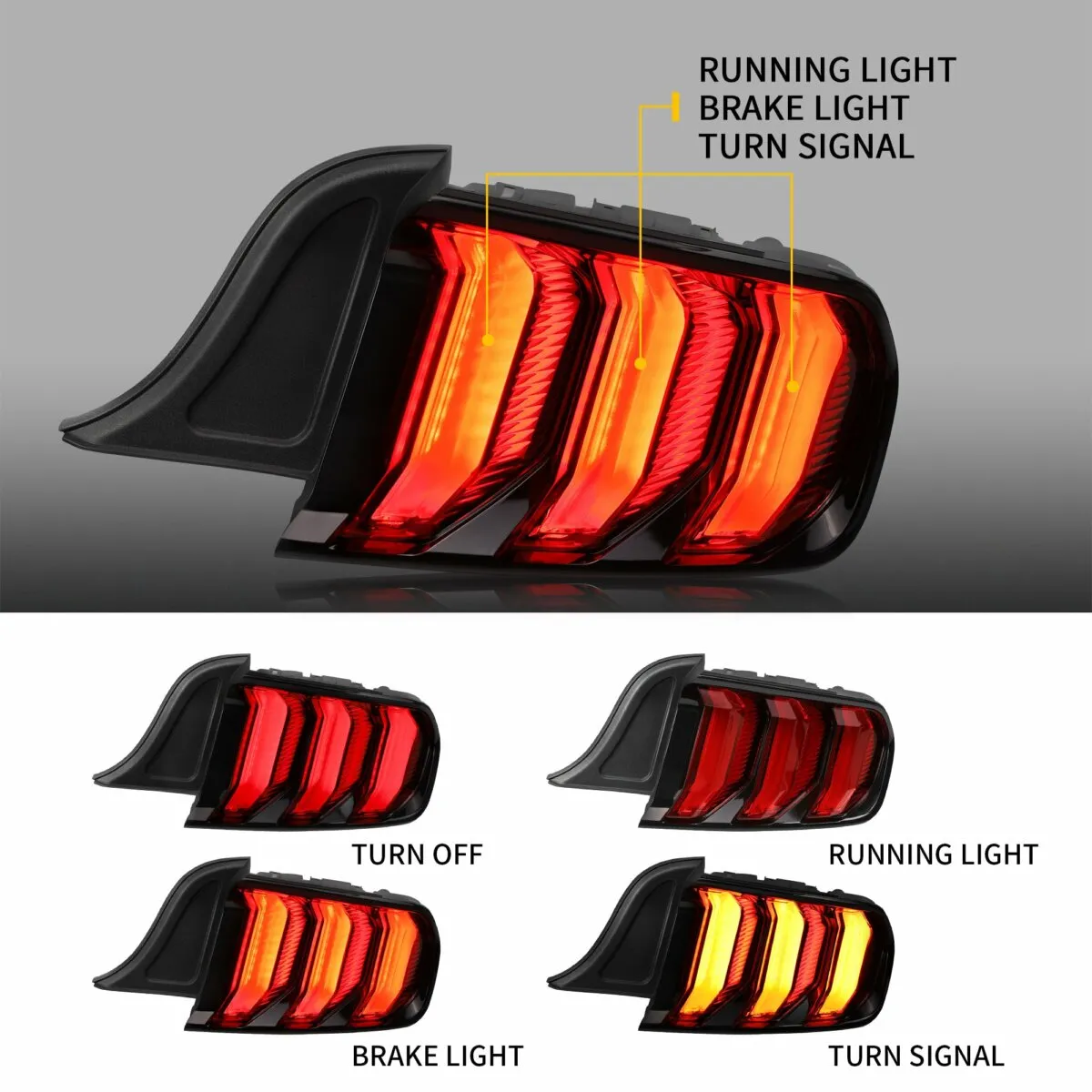 LED Tail Lights Assembly With 5 Modes Sequential Turn Signal For 2015-2023 Ford Mustang 6th Gen (S550)