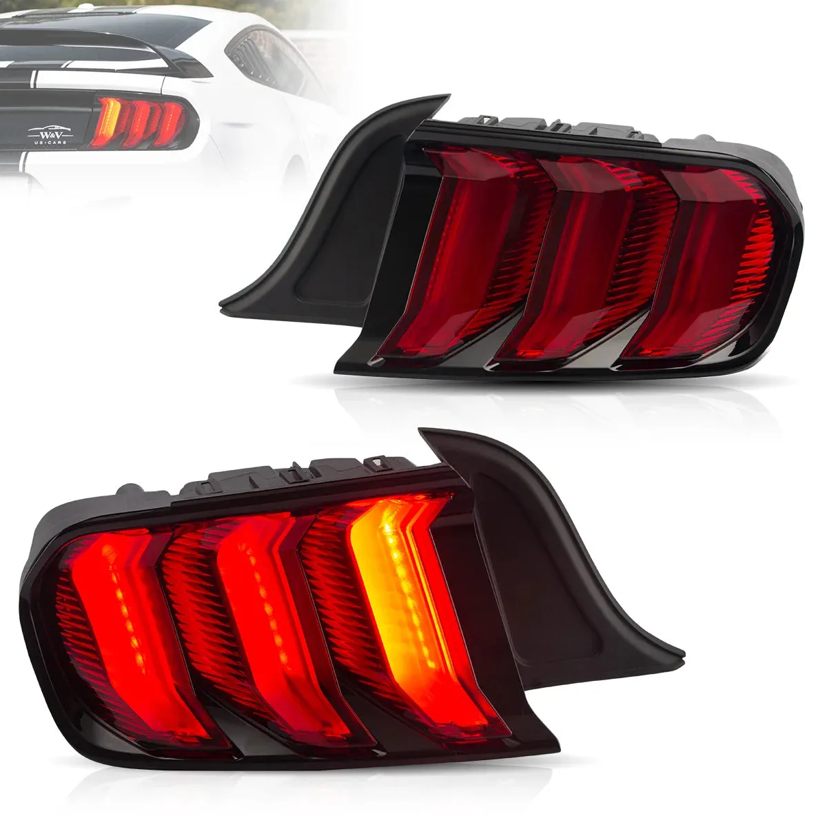 LED Tail Lights Assembly With 5 Modes Sequential Turn Signal For 2015-2023 Ford Mustang 6th Gen (S550)