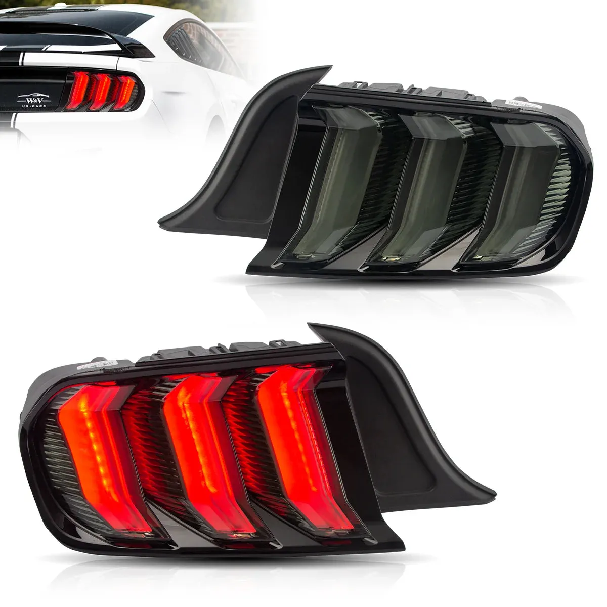 LED Tail Lights Assembly With 5 Modes Sequential Turn Signal For 2015-2023 Ford Mustang 6th Gen (S550)