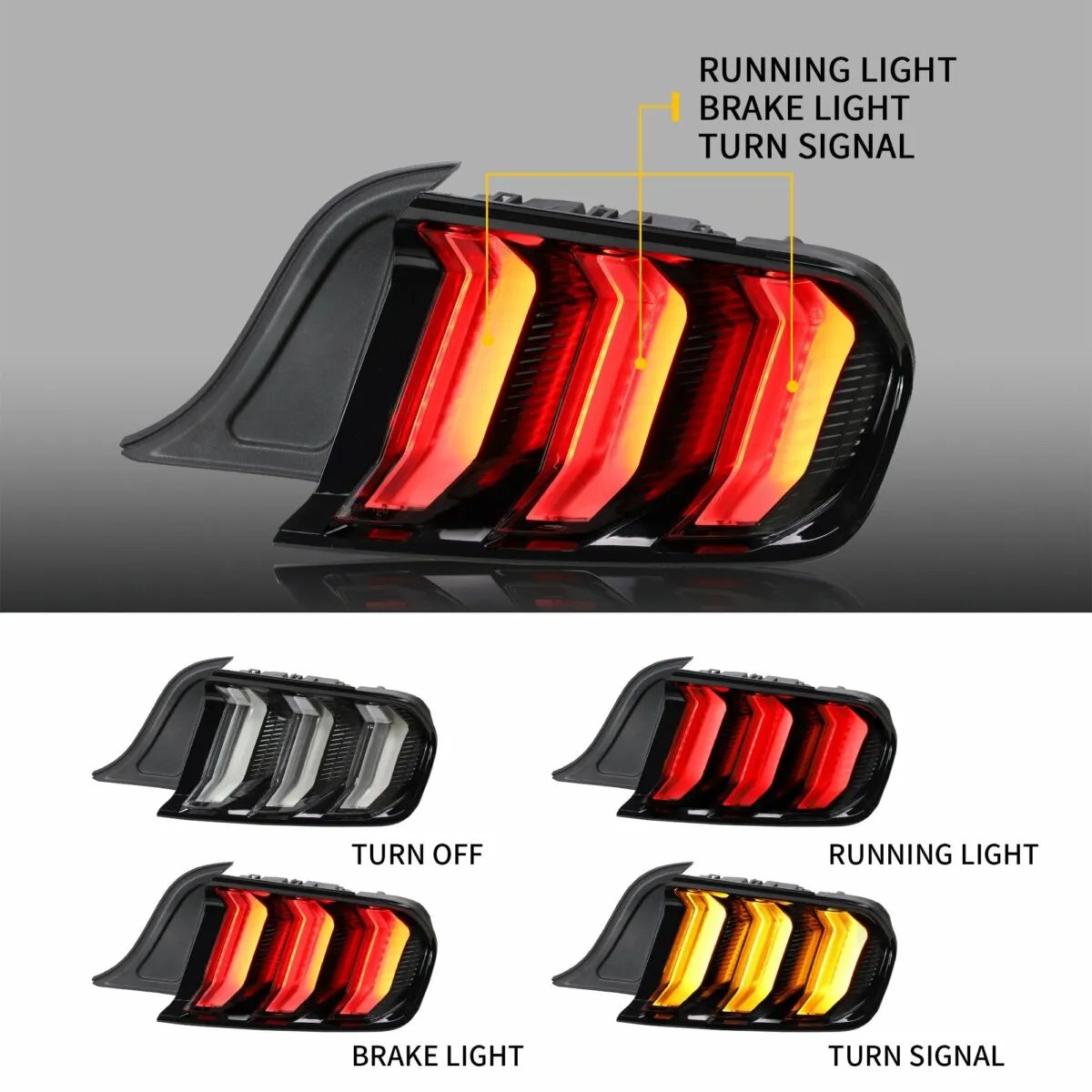 LED Tail Lights Assembly With 5 Modes Sequential Turn Signal For 2015-2023 Ford Mustang 6th Gen (S550)