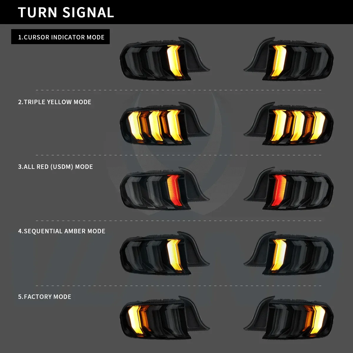 LED Tail Lights Assembly With 5 Modes Sequential Turn Signal For 2015-2023 Ford Mustang 6th Gen (S550)
