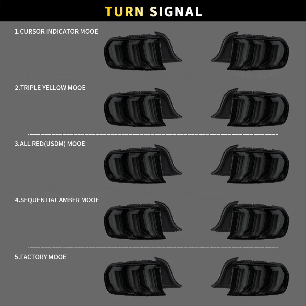 LED Tail Lights Assembly With 5 Modes Sequential Turn Signal For 2015-2023 Ford Mustang 6th Gen (S550)