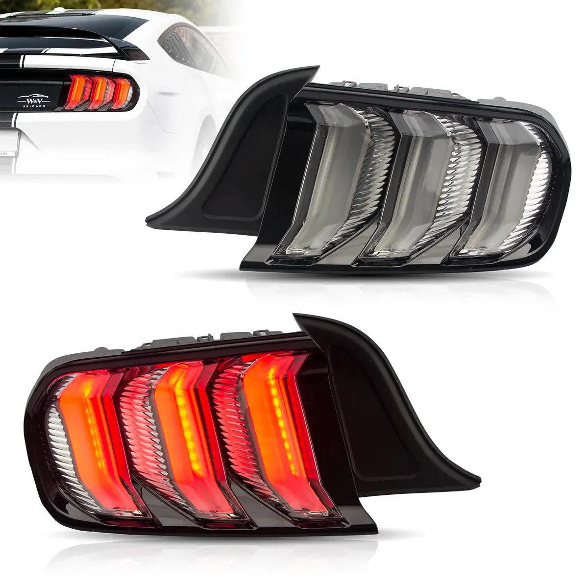 LED Tail Lights Assembly With 5 Modes Sequential Turn Signal For 2015-2023 Ford Mustang 6th Gen (S550)