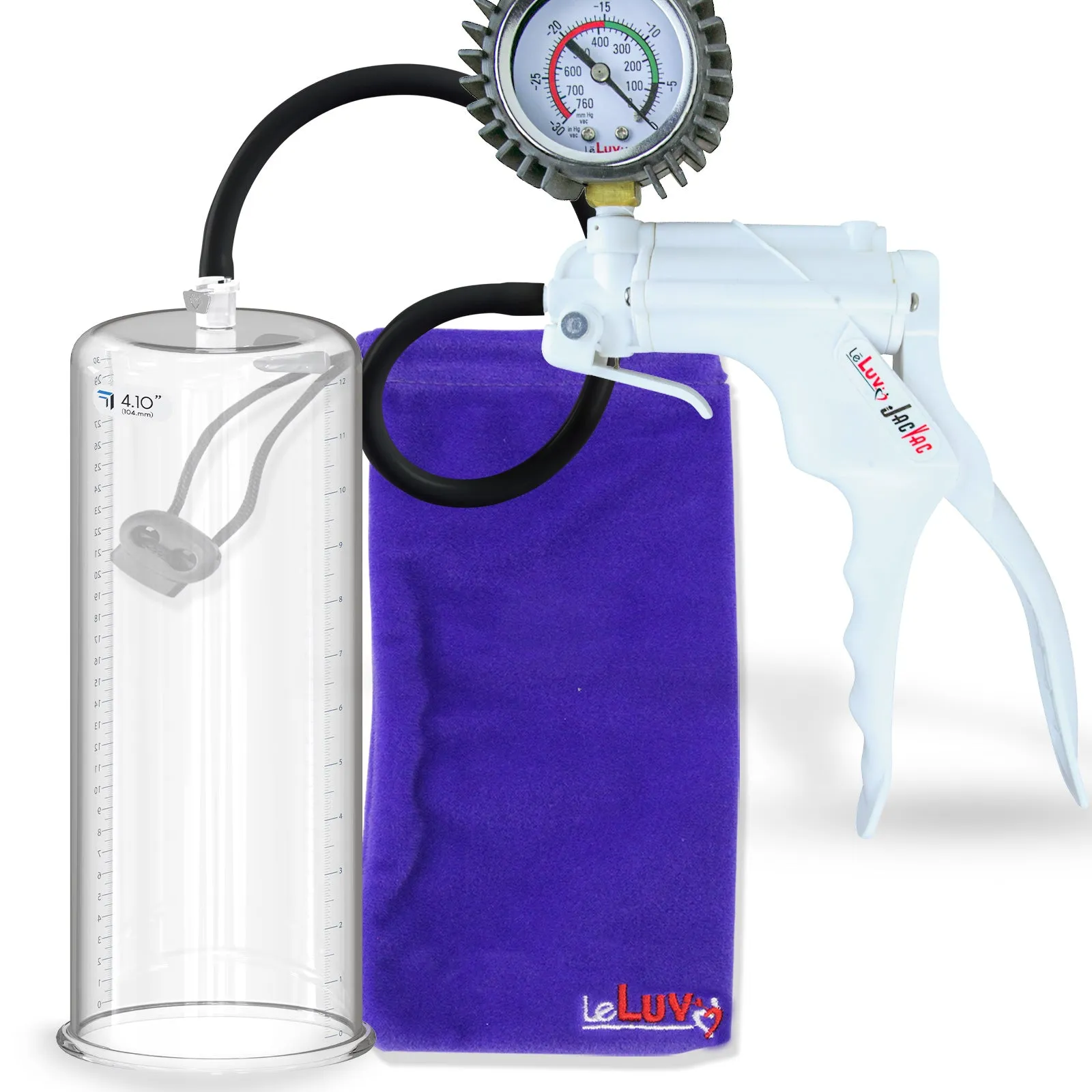 LeLuv JacVac Penis Pump - NPT Handle   Protected Gauge - 12" Round Flange - [Black-Pink Handles on Shopify]