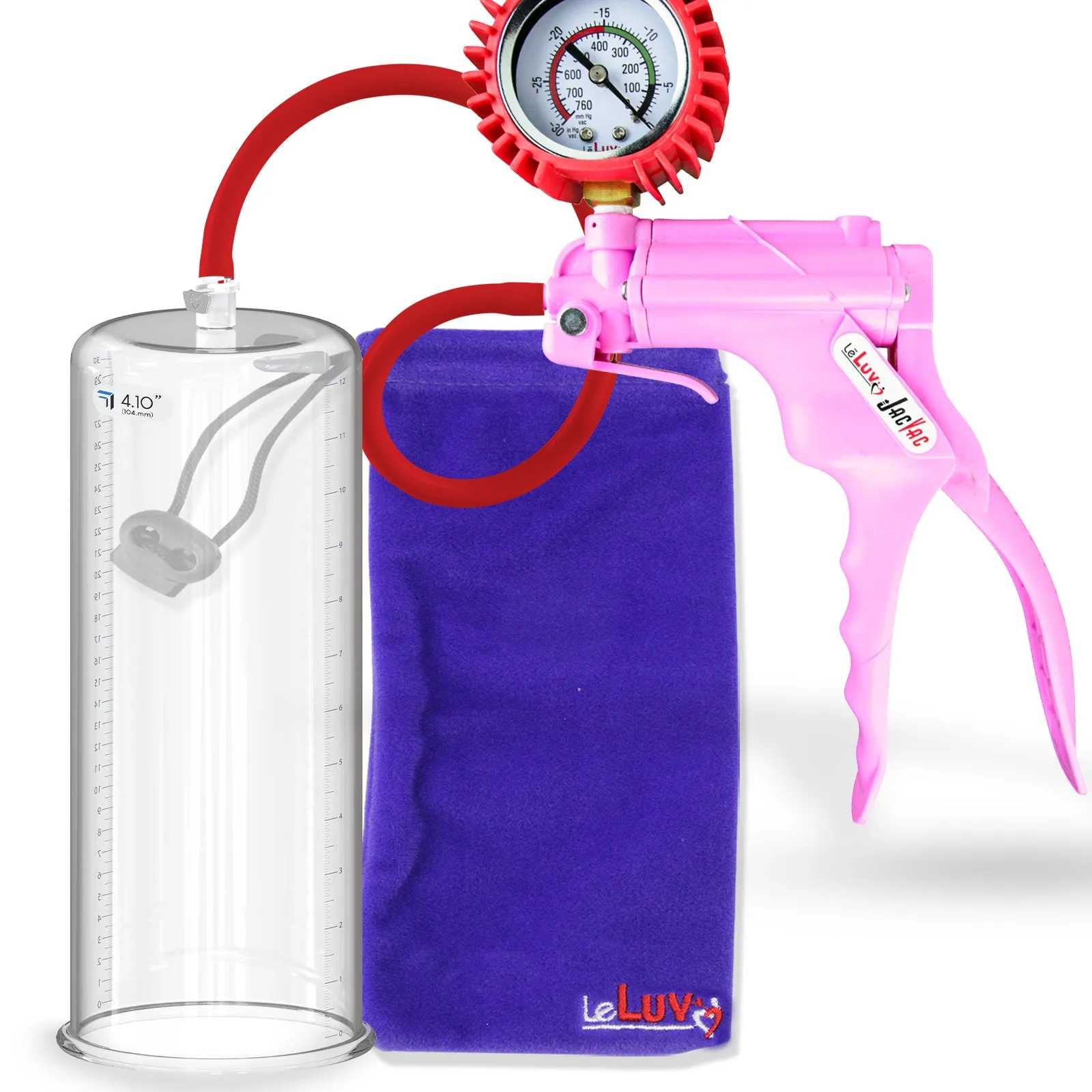 LeLuv JacVac Penis Pump - NPT Handle   Protected Gauge - 12" Round Flange - [Black-Pink Handles on Shopify]