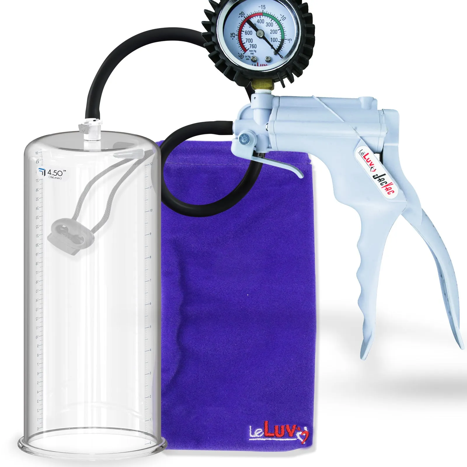 LeLuv JacVac Penis Pump - NPT Handle   Protected Gauge - 12" Round Flange - [Purple-Green Handles on Shopify ONLY]