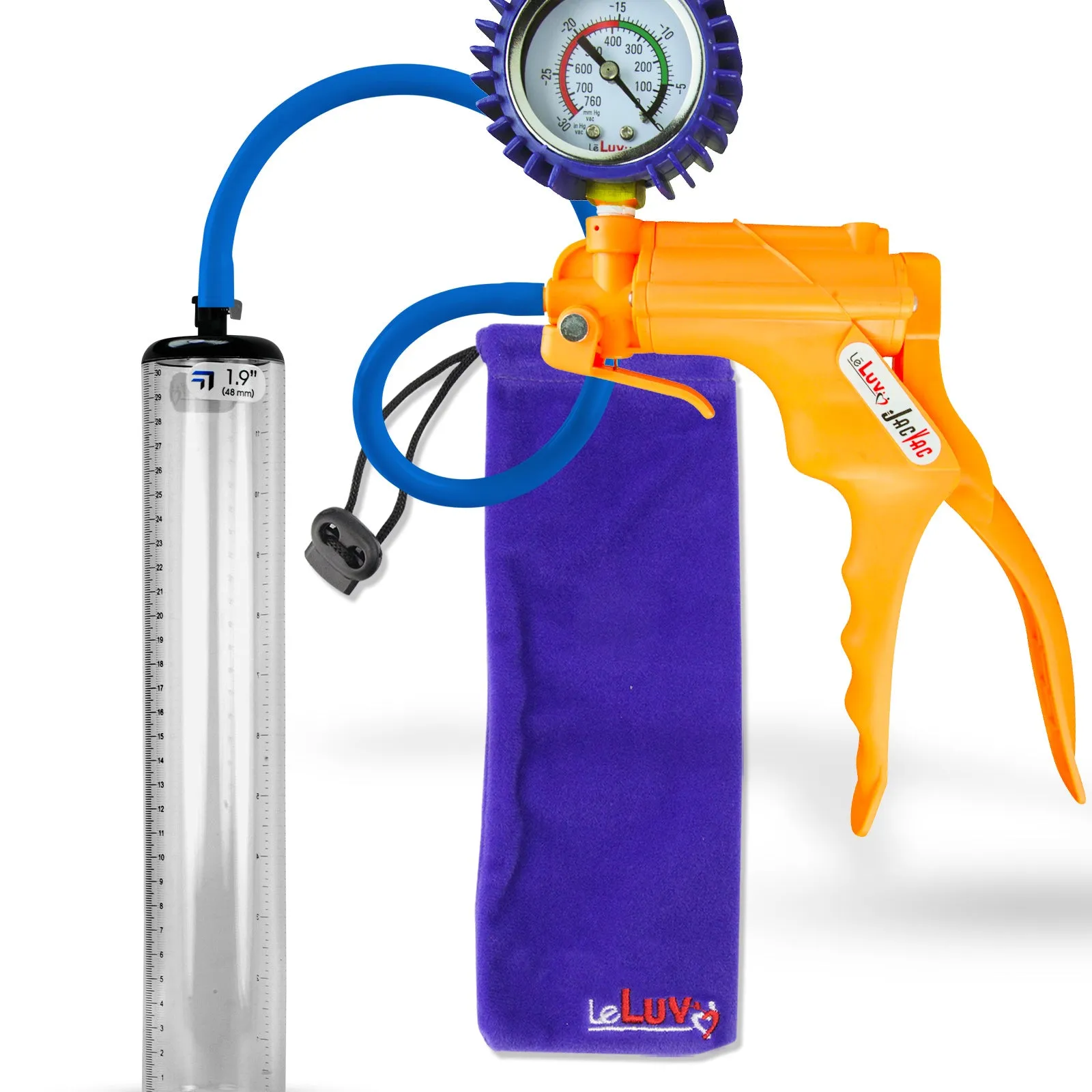 LeLuv JacVac Penis Pump - NPT Handle   Protected Gauge - 12" Thick Wall, No Flange Cylinder [Shopify ONLY]