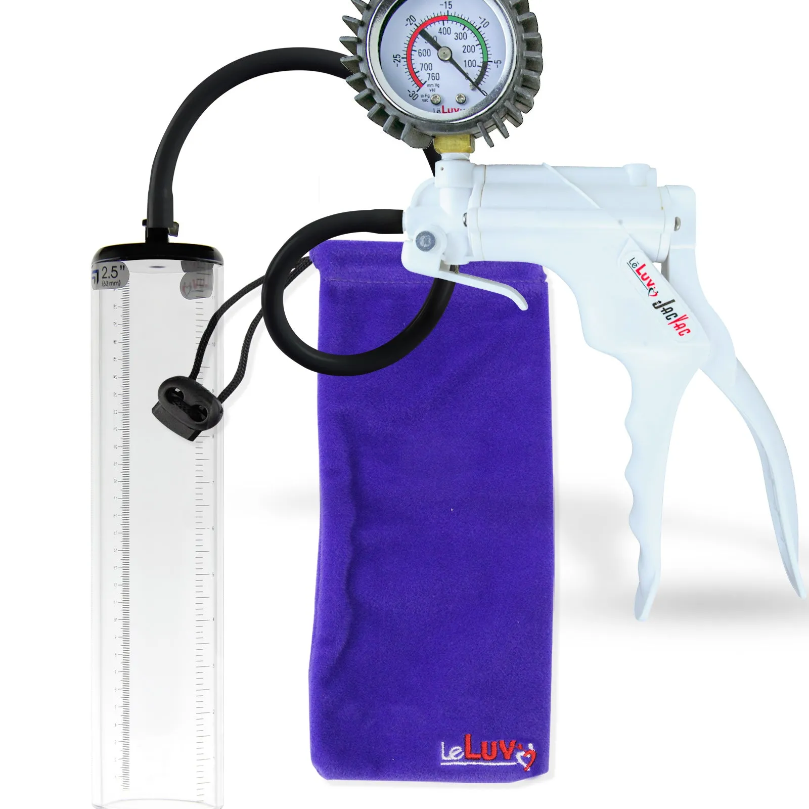 LeLuv JacVac Penis Pump - NPT Handle   Protected Gauge - 12" Thick Wall, No Flange Cylinder [Shopify ONLY]