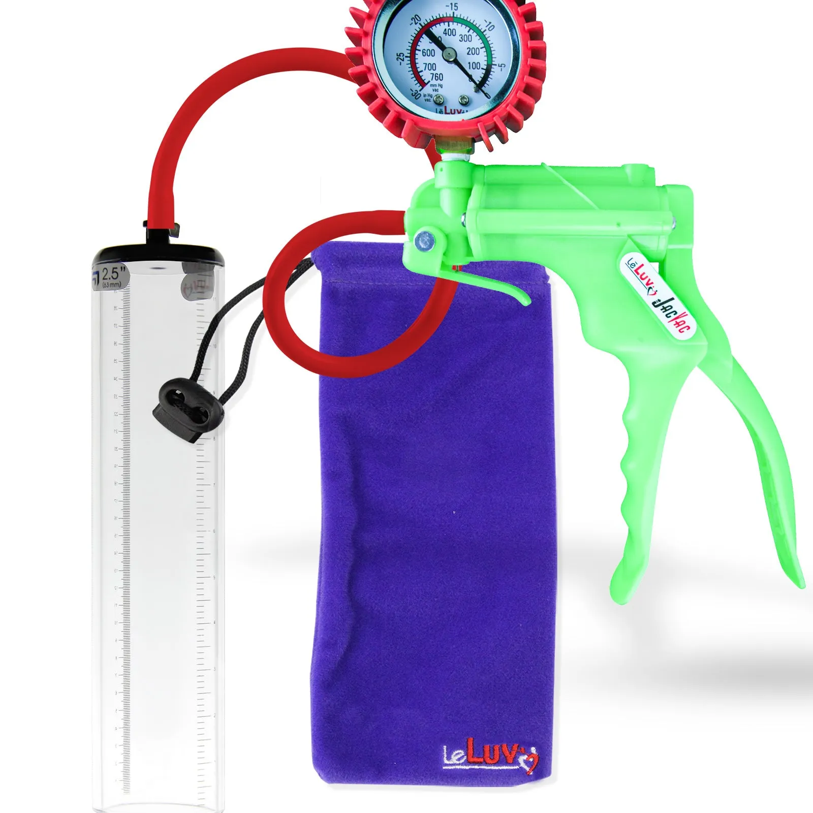 LeLuv JacVac Penis Pump - NPT Handle   Protected Gauge - 12" Thick Wall, No Flange Cylinder [Shopify ONLY]