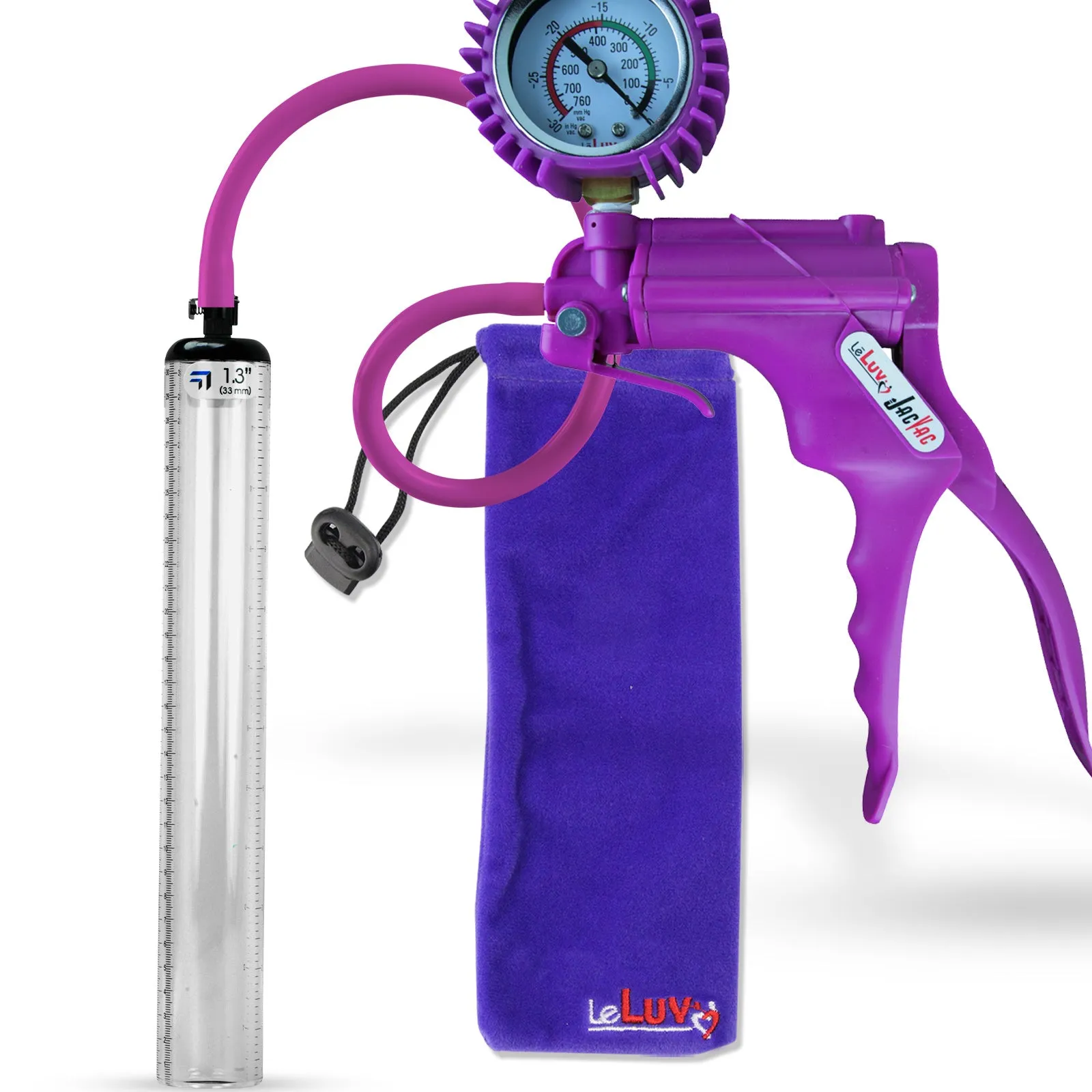 LeLuv JacVac Penis Pump - NPT Handle   Protected Gauge - 12" Thick Wall, No Flange Cylinder [Shopify ONLY]
