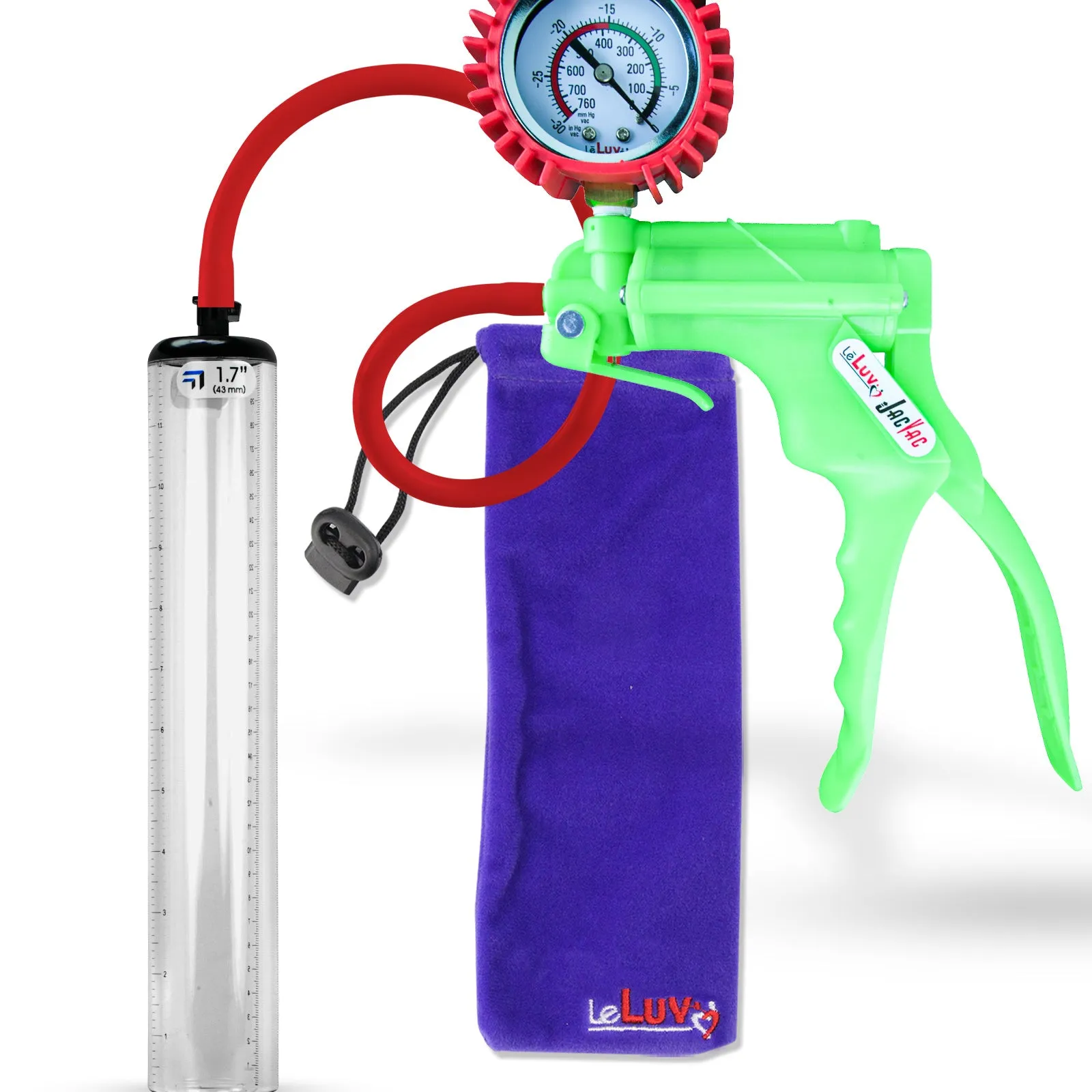 LeLuv JacVac Penis Pump - NPT Handle   Protected Gauge - 12" Thick Wall, No Flange Cylinder [Shopify ONLY]