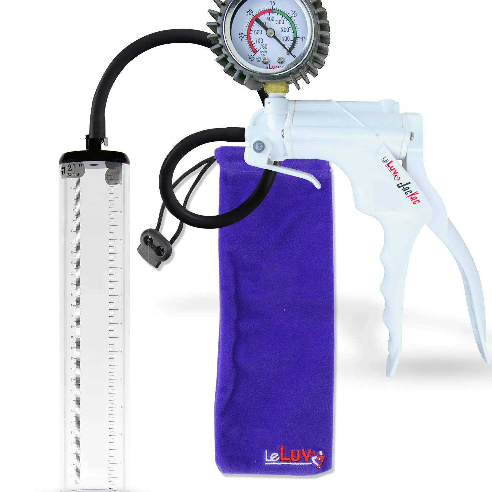 LeLuv JacVac Penis Pump - NPT Handle   Protected Gauge - 12" Thick Wall, No Flange Cylinder [Shopify ONLY]