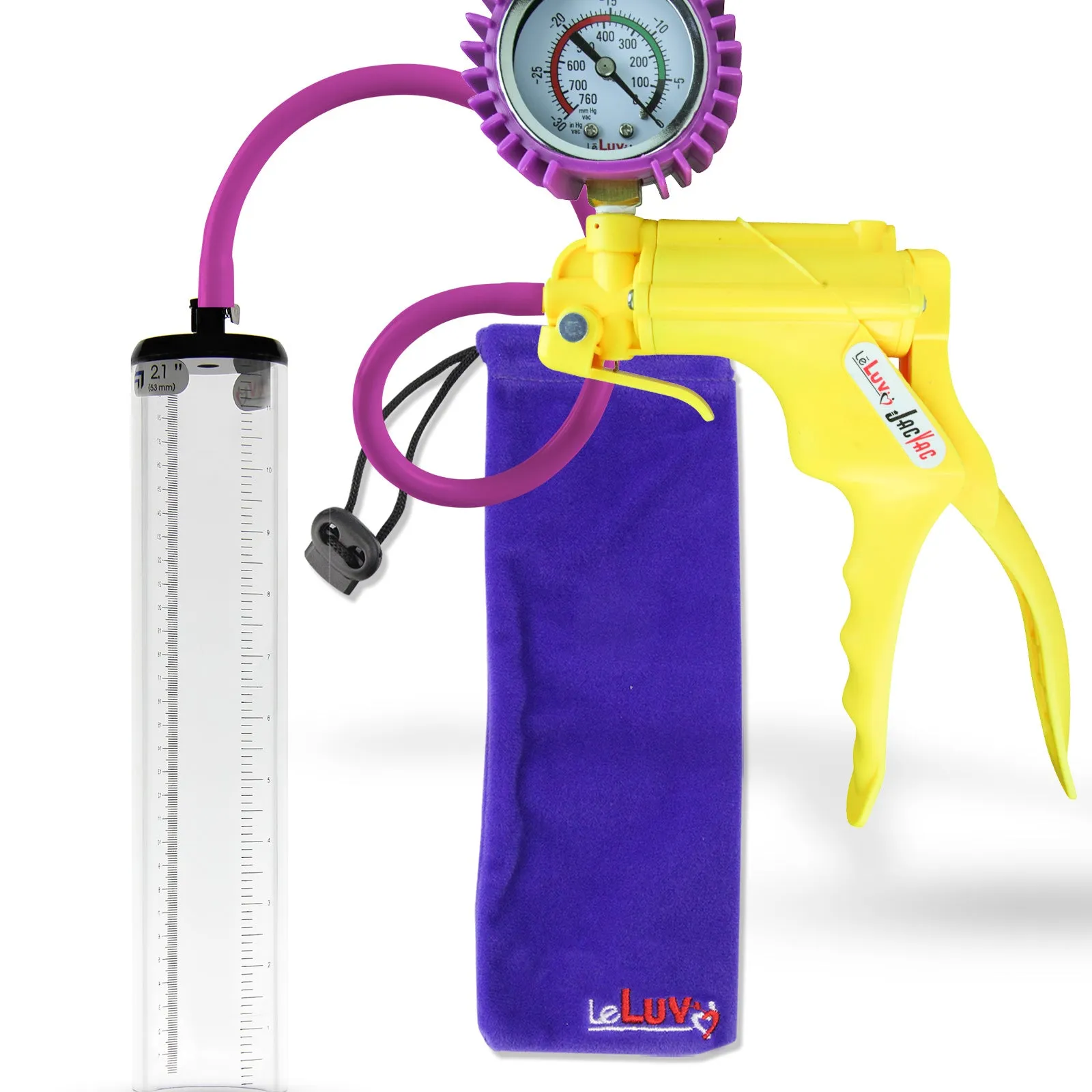 LeLuv JacVac Penis Pump - NPT Handle   Protected Gauge - 12" Thick Wall, No Flange Cylinder [Shopify ONLY]